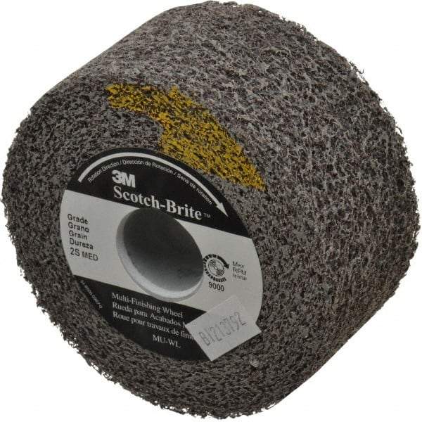 3M - 4" Diam, 2" Face Width, 1" Center Hole, Medium Grade, Silicon Carbide Deburring Wheel - Convolute, Soft Density 2 Grade, 9,000 RPM - Benchmark Tooling