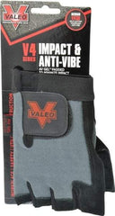 Valeo - Size M (8-9) Split Cowhide Anti-Vibration/Impact Protection Work Gloves - For General Purpose, Uncoated, Hook & Loop Cuff, Fingerless, Black, Paired - Benchmark Tooling