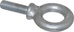 Made in USA - 2,400 Lb Capacity, Steel, 1/2-13 Thread, Fixed Lifting Eye Bolt - Fully Threaded, 1-1/2" Shank, 1-1/2" Thread Length, Shoulder - Benchmark Tooling