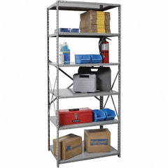 Hallowell - 6 Shelf Starter Unit Box Edge Open Steel Shelving - 800 Lb Capacity, 36" Wide x 87" High x 24" Deep, Gray - Benchmark Tooling