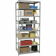 Hallowell - 8 Shelf Starter Unit Box Edge Open Steel Shelving - 800 Lb Capacity, 36" Wide x 87" High x 24" Deep, Gray - Benchmark Tooling