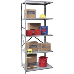 Hallowell - 5 Shelf Add-On Box Edge Open Steel Shelving - 800 Lb Capacity, 36" Wide x 87" High x 24" Deep, Gray - Benchmark Tooling