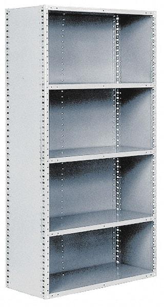 Hallowell - 5 Shelf, 800 Lb. Capacity, Closed Shelving Add-On Unit - 36 Inch Wide x 18 Inch Deep x 87 Inch High, Gray - Benchmark Tooling