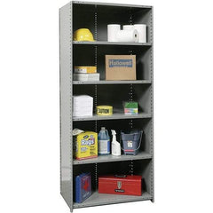 Hallowell - 6 Shelf, 800 Lb. Capacity, Closed Shelving Starter Unit - 36 Inch Wide x 24 Inch Deep x 87 Inch High, Gray - Benchmark Tooling