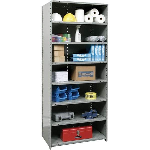 Hallowell - 8 Shelf, 800 Lb. Capacity, Closed Shelving Starter Unit - 36 Inch Wide x 24 Inch Deep x 87 Inch High, Gray - Benchmark Tooling