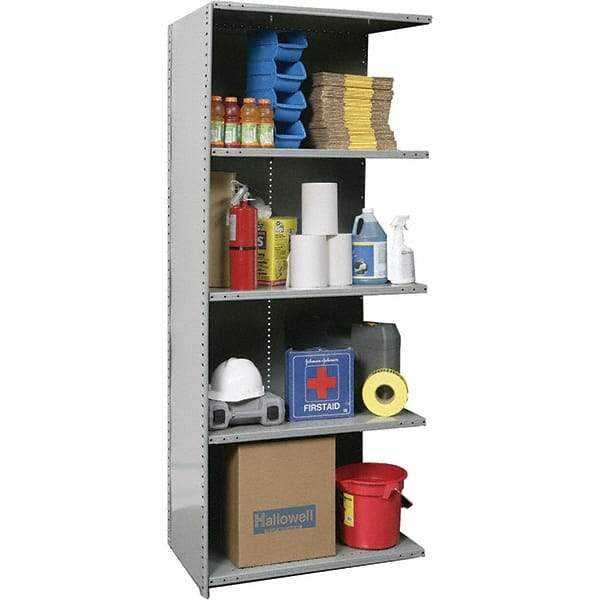 Hallowell - 5 Shelf, 800 Lb. Capacity, Closed Shelving Add-On Unit - 36 Inch Wide x 24 Inch Deep x 87 Inch High, Gray - Benchmark Tooling