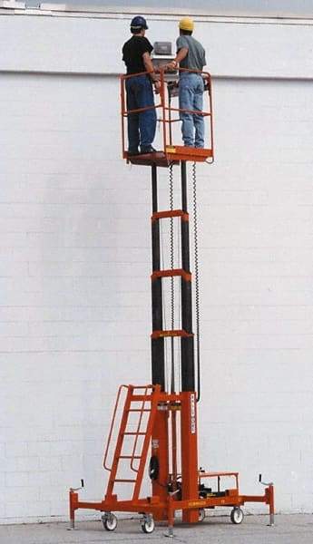 Ballymore - 500 lbs. Load Capacity Two Person Lift - 21 Ft. Working Height, 6.33 Ft. Min Height, 15 Ft. Max Height, 120V/60HZ/1PHAC - Benchmark Tooling
