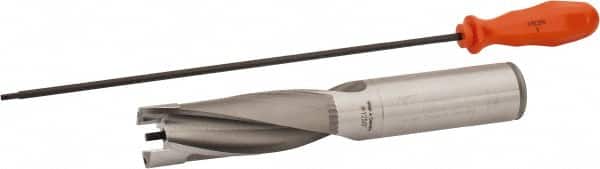 Kennametal - 31.75 to 32mm Diam, 3xD, 95.25mm Max Depth, 1-1/4" Shank Diam, 4.97" Flute, 8.38" OAL, Replaceable Tip Drill - KSEM1250 Insert, 8 Seat Size, Series KSEM - Benchmark Tooling