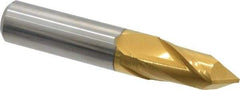 Melin Tool - 5/8" Diam, 1-1/4" LOC, 2 Flute, 90° Point Angle, Solid Carbide Drill Mill - TiN Finish, 3-1/2" OAL, 5/8" Shank Diam - Benchmark Tooling