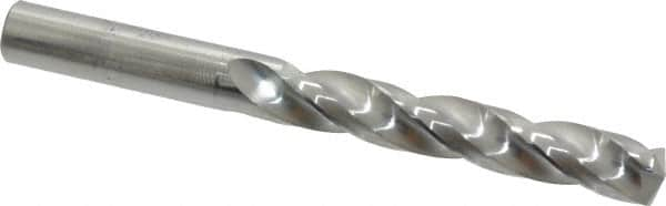 SGS - 7/16" 150° Solid Carbide Jobber Drill - Bright Finish, Right Hand Cut, Spiral Flute, Straight Shank, 4-1/2" OAL, Standard Point - Benchmark Tooling