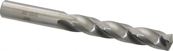 SGS - 1/2" 150° Solid Carbide Jobber Drill - Bright Finish, Right Hand Cut, Spiral Flute, Straight Shank, 4-3/4" OAL, Standard Point - Benchmark Tooling