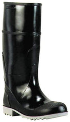 Winter Walking - Size 13 Plain Work Boot - Black, Gray, Polyurethane, PVC Upper, Rubber Outsole, 16" High, Chemical Resistant, Non-Slip, Waterproof - Benchmark Tooling