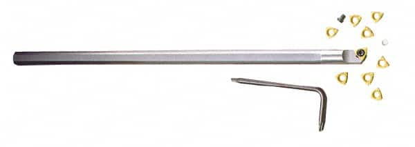 Everede Tool - 0.563" Min Bore Diam, 6" OAL, 1/2" Shank Diam, Indexable Boring Bar - WCGT 2 Insert, Screw Holding Method - Benchmark Tooling