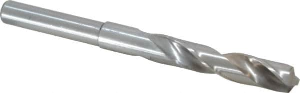 Interstate - 37/64" Drill, 118° Point, Cobalt Silver Deming & Reduced Shank Drill Bit - Bright Finish, 6" OAL, Straight Shank, 3" Flute Length, Right Hand Cut, Standard Point, Spiral Flute, Regular Spiral - Benchmark Tooling