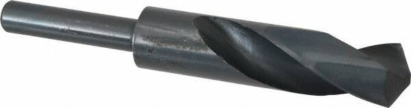 Interstate - 23.75mm Drill, 118° Point, High Speed Steel Silver Deming & Reduced Shank Drill Bit - Oxide Finish, 6" OAL, Straight Shank, 3" Flute Length - Benchmark Tooling