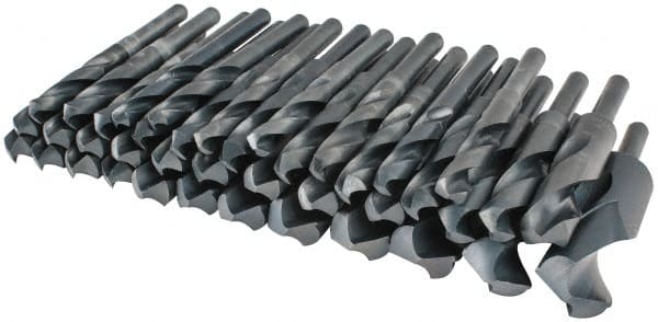 Interstate - 33/64 to 1-1/2", 118° Point, Oxide Finish, High Speed Steel Reduced Shank Drill Bit Set - Benchmark Tooling