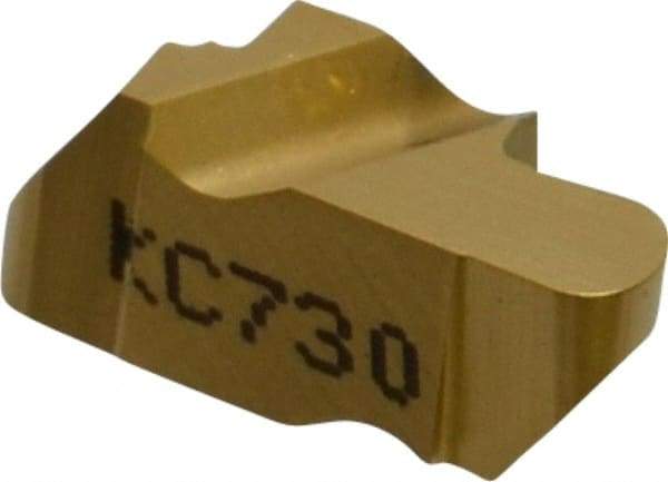 Kennametal - 2047NR Grade KC730, 2.39mm Cutting Width Carbide Grooving Insert - 2.79mm Max Depth of Cut, Left Hand, 1.19mm Corner Radius, TiN Finish - Benchmark Tooling