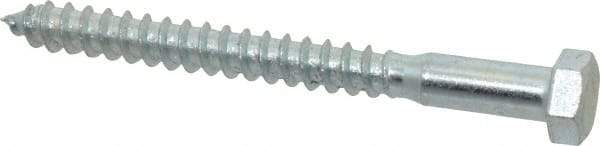 Value Collection - 3/8" Screw, 4" Length Under Head, Steel, Hex Head Lag Screw - Zinc Plated, Grade 2 - Benchmark Tooling
