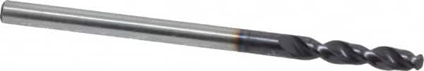 Accupro - #36 130° Parabolic Flute Cobalt Screw Machine Drill Bit - TiAlN Finish, Right Hand Cut, 0.63" Flute Length, 1.811" OAL, Split Point, Straight Shank - Benchmark Tooling