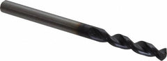 Accupro - #18 130° Parabolic Flute Cobalt Screw Machine Drill Bit - TiAlN Finish, Right Hand Cut, 0.945" Flute Length, 2.283" OAL, Split Point, Straight Shank - Benchmark Tooling