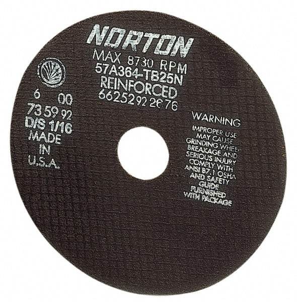 Norton - 20" 24 Grit Aluminum Oxide Cutoff Wheel - 5/32" Thick, 1" Arbor, 2,710 Max RPM, Use with Stationary Tools - Benchmark Tooling