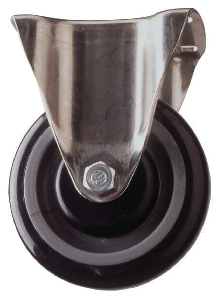 Fairbanks - 4" Diam x 1-1/2" Wide x 5-1/4" OAH Top Plate Mount Rigid Caster - Semi-Steel, 600 Lb Capacity, Roller Bearing, 3-1/4 x 6-1/4" Plate - Benchmark Tooling