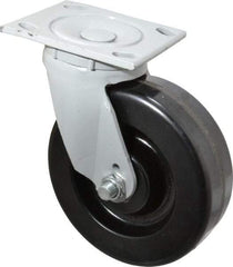 Fairbanks - 6" Diam x 2" Wide x 7-1/4" OAH Top Plate Mount Swivel Caster - Phenolic, 1,200 Lb Capacity, Roller Bearing, 4 x 4-1/2" Plate - Benchmark Tooling