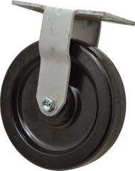 Fairbanks - 8" Diam x 2" Wide x 9-1/2" OAH Top Plate Mount Rigid Caster - Phenolic, 1,200 Lb Capacity, Roller Bearing, 4-1/2 x 6-1/4" Plate - Benchmark Tooling