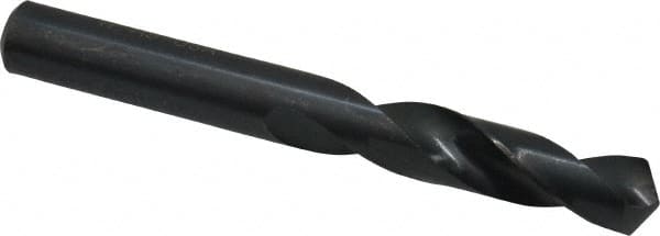 Interstate - 0.386" 118° Spiral Flute High Speed Steel Screw Machine Drill Bit - Oxide Finish, Right Hand Cut, 1-7/8" Flute Length, 3-1/4" OAL, Standard Point, Straight Shank - Benchmark Tooling