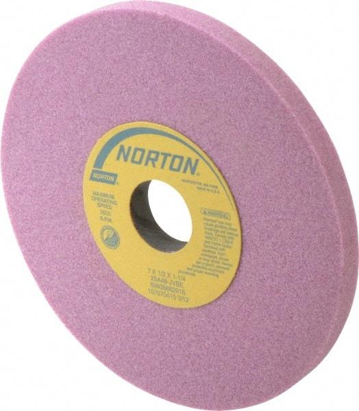 Norton - 7" Diam x 1-1/4" Hole x 1/2" Thick, J Hardness, 46 Grit Surface Grinding Wheel - Aluminum Oxide, Type 1, Coarse Grade, 3,600 Max RPM, Vitrified Bond, No Recess - Benchmark Tooling