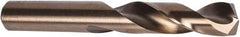 Precision Twist Drill - 0.316" 135° Spiral Flute Cobalt Screw Machine Drill Bit - Oxide/Gold Finish, Right Hand Cut, 1-11/16" Flute Length, 2-15/16" OAL, Split Point, Straight Shank - Benchmark Tooling