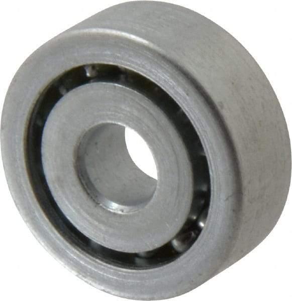 Value Collection - 5/16" Bore Diam, 1-1/16" OD, Open Unground Full Complement Radial Ball Bearing - 3/8" Wide, 1 Row, Round Bore, 484 Lb Dynamic Capacity - Benchmark Tooling