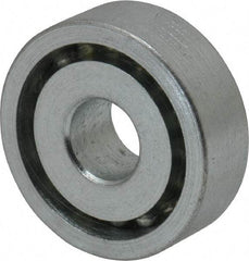 Value Collection - 3/8" Bore Diam, 1-1/8" OD, Open Unground Full Complement Radial Ball Bearing - 3/8" Wide, 1 Row, Round Bore, 533 Lb Dynamic Capacity - Benchmark Tooling