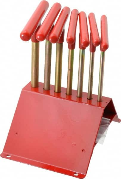 Made in USA - 7 Piece T-Handle Hex Key Set - Hex Range 7/64 to 1/4", 7" OAL, Chromalloy Steel - Benchmark Tooling