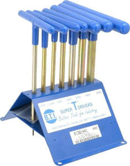 Made in USA - 7 Piece T-Handle Hex Key Set - Hex Range 2 to 8mm, 7" OAL, Chromalloy Steel - Benchmark Tooling