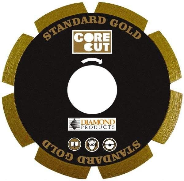 Core Cut - 4-1/2" Diam, 20mm Arbor Hole Diam, Wet & Dry Cut Saw Blade - Diamond-Tipped, Standard Round Arbor - Benchmark Tooling