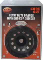 Core Cut - 7" Diam, 7/8" Hole Size, 3/16" Overall Thickness, Spiral Cup Tool & Cutter Grinding Wheel - Diamond, 8,725 RPM - Benchmark Tooling