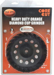 Core Cut - 7" Diam, 3/16" Overall Thickness, Spiral Cup Tool & Cutter Grinding Wheel - Diamond, 8,725 RPM - Benchmark Tooling