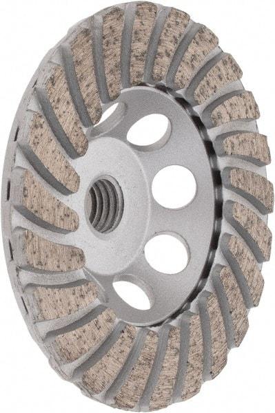 Core Cut - 4" Diam, 3/16" Overall Thickness, Spiral Cup Tool & Cutter Grinding Wheel - Fine Grade, Diamond, 15,000 RPM - Benchmark Tooling