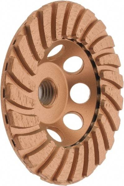 Core Cut - 4" Diam, 3/16" Overall Thickness, Spiral Cup Tool & Cutter Grinding Wheel - Coarse Grade, Diamond, 15,000 RPM - Benchmark Tooling