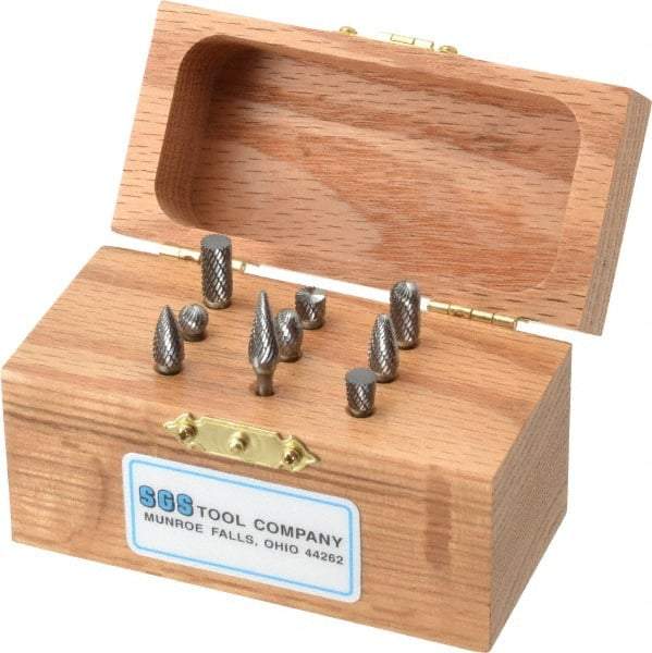 SGS Pro - 9 Piece, 1/8" Shank Burr Set - Tungsten Carbide - Benchmark Tooling