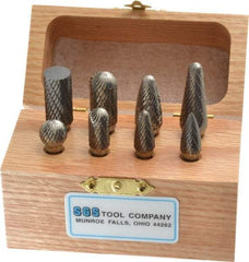 SGS Pro - 8 Piece, 1/4" Shank Burr Set - Tungsten Carbide - Benchmark Tooling