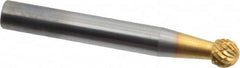 SGS Pro - 1/4" Cut Diam, 1/4" Shank Diam, Ball Head Double Cut Burr - Carbide, Radius End, 7/32" LOC, 2" OAL - Benchmark Tooling