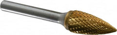 SGS Pro - 1/2" Cut Diam, 1/4" Shank Diam, Tree Head Double Cut Burr - Carbide, Point End, 1" LOC, 2-3/4" OAL - Benchmark Tooling