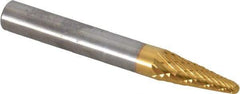 SGS Pro - 1/4" Cut Diam, 1/4" Shank Diam, Taper Head Double Cut Burr - Carbide, Radius End, 5/8" LOC, 2" OAL - Benchmark Tooling