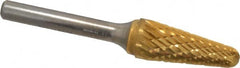 SGS Pro - 1/2" Cut Diam, 1/4" Shank Diam, Taper Head Double Cut Burr - Carbide, Radius End, 1-1/8" LOC, 2-7/8" OAL - Benchmark Tooling