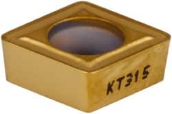 Kennametal - CCMT32.52 MW Grade KT315 Cermet Turning Insert - TiN/TiCN/TiN Finish, 80° Diamond, 3/8" Inscr Circle, 5/32" Thick, 1/32" Corner Radius - Benchmark Tooling