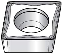 Kennametal - CPMT32.51 FW Grade KT315 Cermet Turning Insert - TiN/TiCN/TiN Finish, 80° Diamond, 3/8" Inscr Circle, 5/32" Thick, 1/64" Corner Radius - Benchmark Tooling