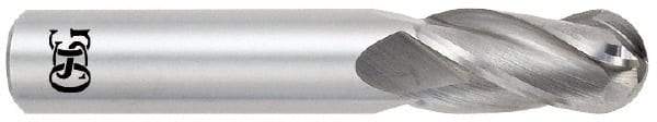 OSG - 13/32" Diam, 1" LOC, 4 Flute Solid Carbide Ball End Mill - TiAlN Finish, Single End, 2-3/4" OAL, 7/16" Shank Diam, Spiral Flute - Benchmark Tooling