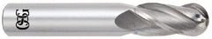 OSG - 13/32" Diam, 1" LOC, 4 Flute Solid Carbide Ball End Mill - TiAlN Finish, Single End, 2-3/4" OAL, 7/16" Shank Diam, Spiral Flute - Benchmark Tooling